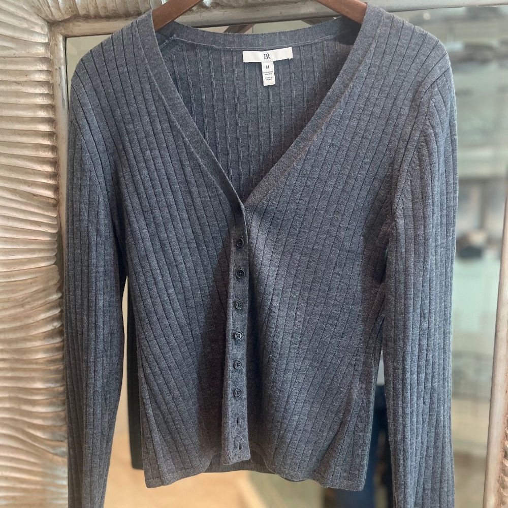 BR Gray Extra Fine Merino Cardigan